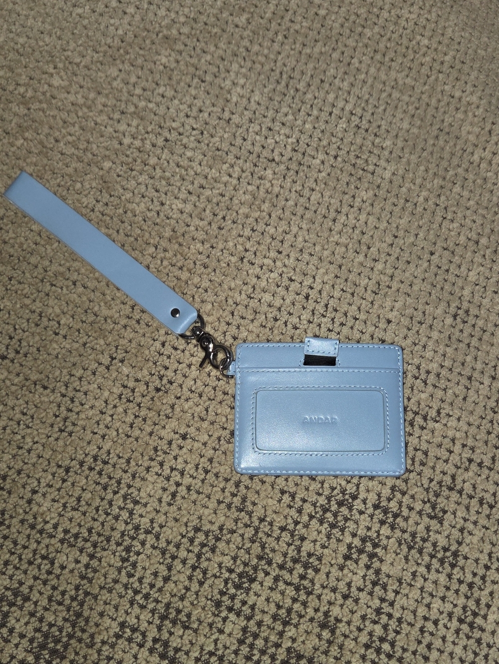 ANDAR Light Blue Leather Card Wallet with Wrist Clip